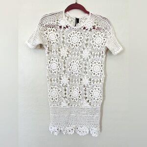 Topshop Off white Crochet Mini Dress, Size XS